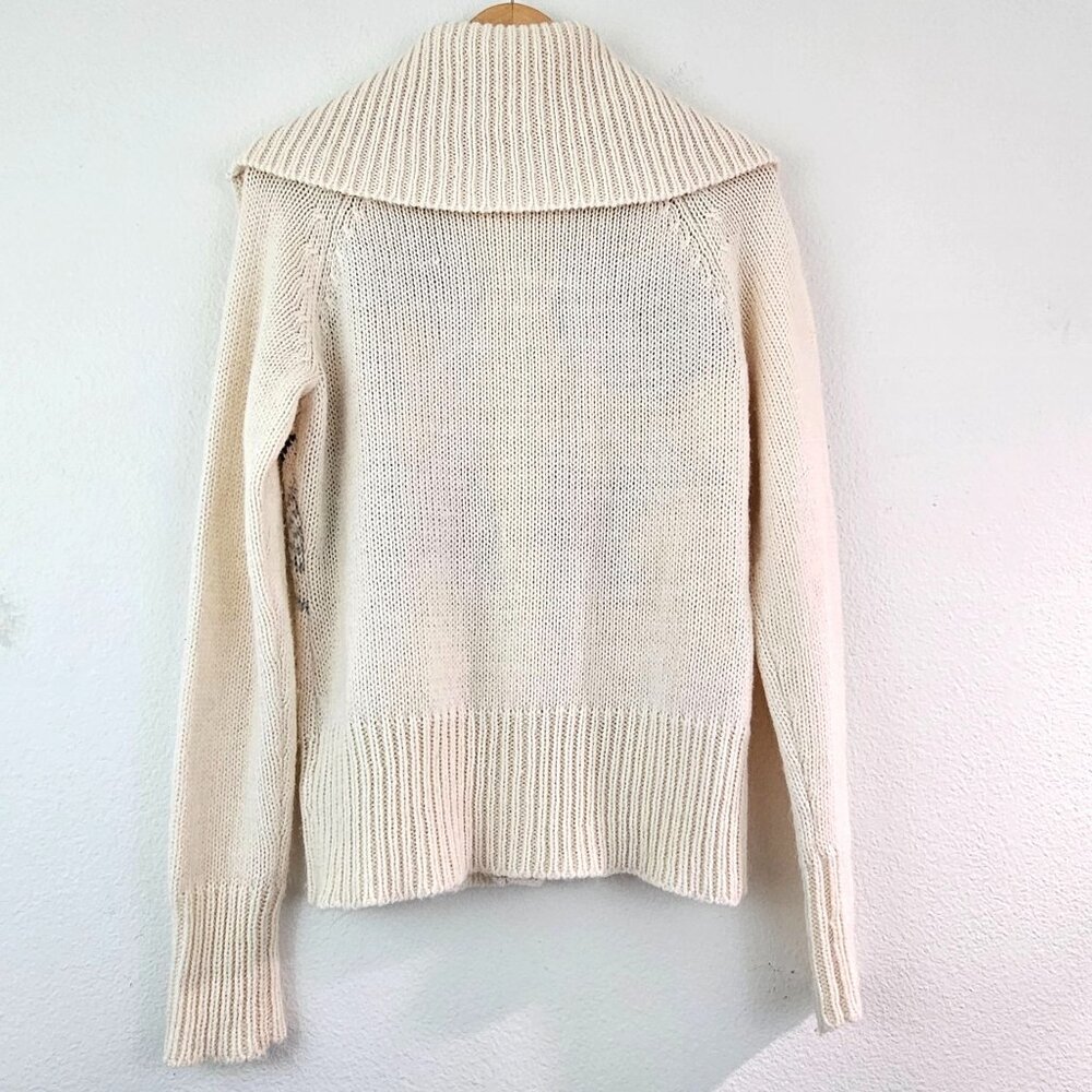Columbia Womens Sz L Turtle Neck FairIsle Aztec Cardigan Sweater Wool blend EUC - Picture 7 of 12